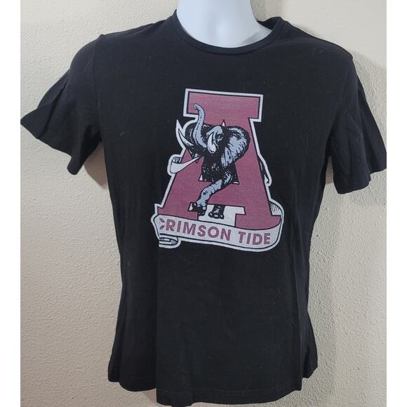Black Alabama Crimson Tide Elephant Distressed Logo Football Shirt Large Soft - Picture 1 of 3